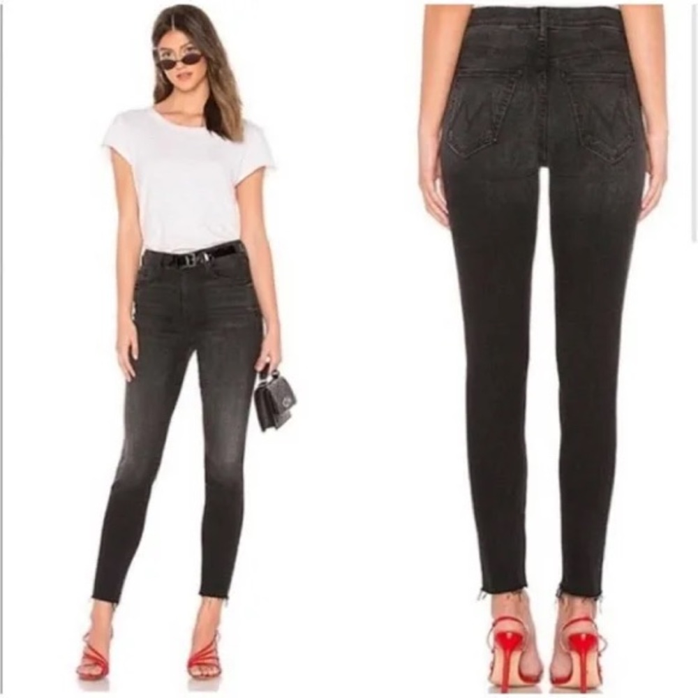 MOTHER the looker ankle fray in night hawk distressed jeans